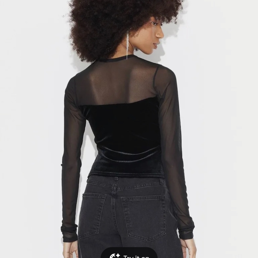 Elegant Black Sheer Long Sleeve Top